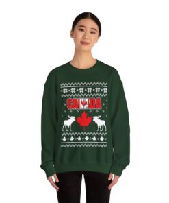 Moose Maple Leaf Canada Ugly Christmas Sweater For Women
