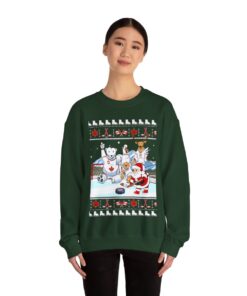 Santa Playing Hockey With Canada Animals Ugly Sweatshirt For Women