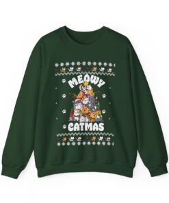 Cat Xmas Tree Ugly Christmas Sweatshirt Womens