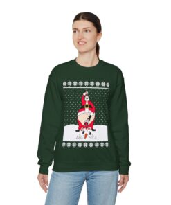 Santa Peeing Beverage Ugly Christmas Sweatshirt Womens