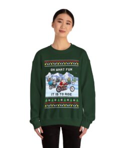 Santa Riding Mootorbike Funny Ugly Christmas Sweatshirt For Women
