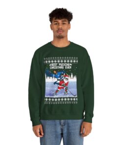 Santa Jesus Hockey Christmas Sweatshirt For Men