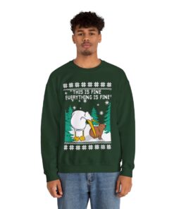 Everything Is Fine Capybara Christmas Sweatshirt For Men