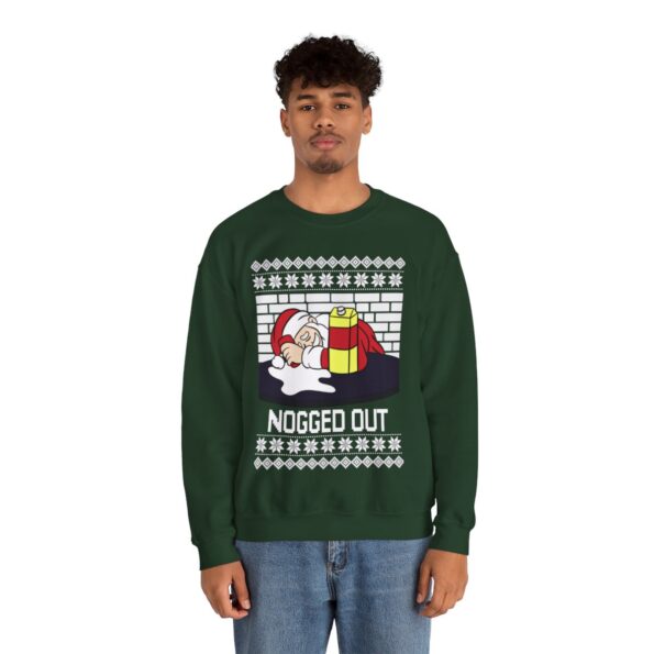 Nogged Out Santa Drinking Eggnog Christmas Sweatshirt For Men
