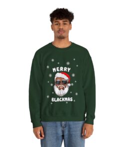Black Santa Merry Xmas Christmas Sweatshirt For Men