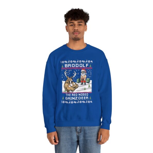 Brodolf The Red Nose Gainzdeer Ugly Xmas Sweatshirt Adults