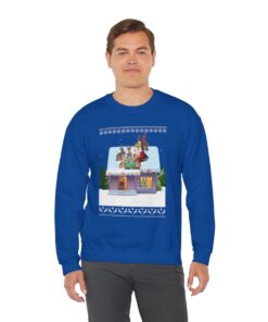 Alternative view of Santa Reindeers Playing Cards Ugly Xmas Sweatshirt Unisex
