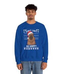 Dont Capy Be Happy Capybara Ugly Xmas Sweatshirt
