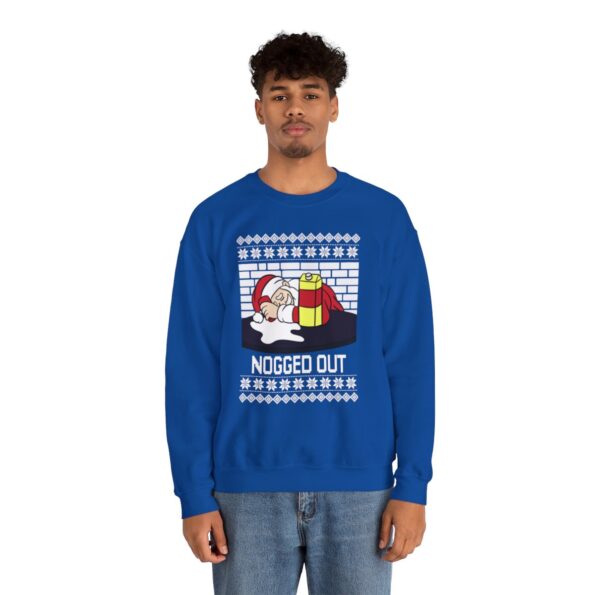 Nogged Out Santa Drinking Eggnog Ugly Xmas Sweatshirt