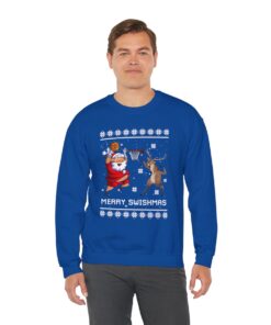 Merry Swishmas Santa Reindeer Ugly Christmas Sweater For Unisex