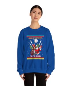 Alternative view of Jesus Is The Reason For The Season Ugly Christmas Sweatshirt For Unisex