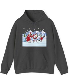 Canadian Hockey Game With Santa Christmas Hoodie For Adults
