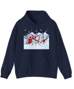 Canadian Hockey Game With Santa Christmas Hoodie For Adults