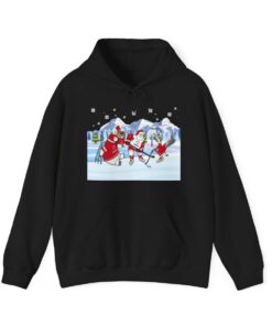 Canadian Hockey Game With Santa Christmas Hoodie For Adults