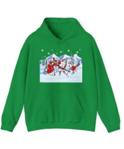Canadian Hockey Game With Santa Christmas Hoodie For Adults