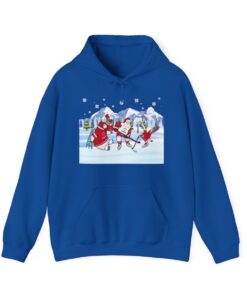 Canadian Hockey Game With Santa Christmas Hoodie For Adults