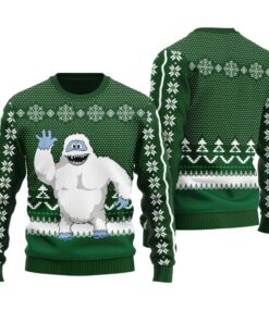 Abominable Snowman Ugly Christmas Sweater Forest Green