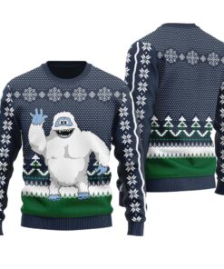Abominable Snowman Ugly Christmas Sweater Navy