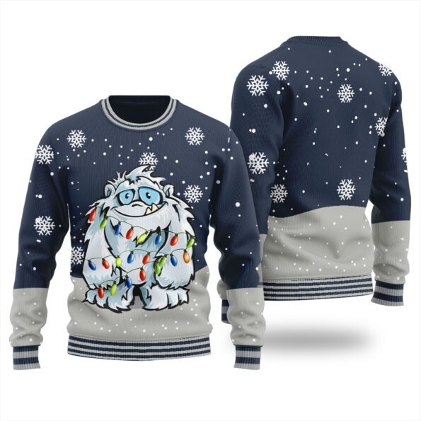 Adorable Yeti Christmas Sweater Navy