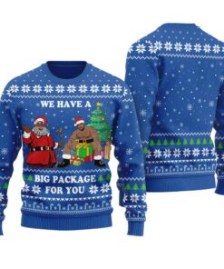 African American Santa Barry Wood Ugly Sweater Royal