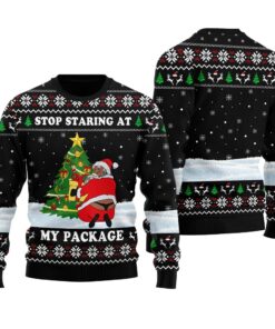 African American Santa Claus Ugly Christmas Sweater Black