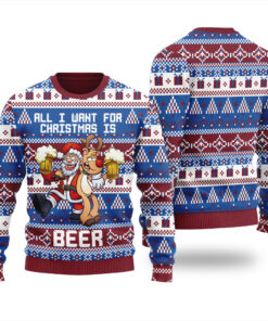 All I Want For Christmas Is Beer Ugly Christmas Sweater Royal