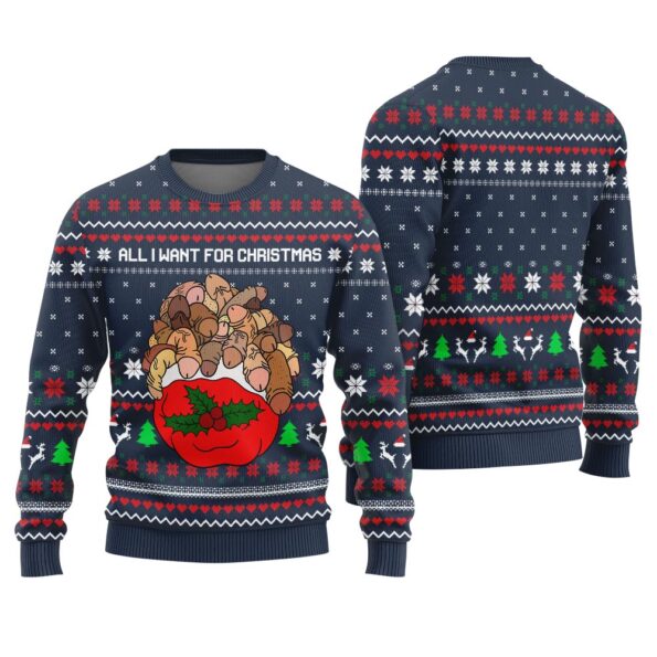 All I Want For Christmas Is Dickmas Ugly Christmas Sweater Dirty Navy