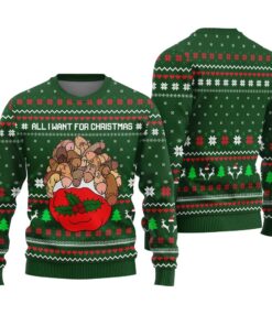 All I Want For Christmas Is Dickmas Ugly Sweater Naughty Forest Green