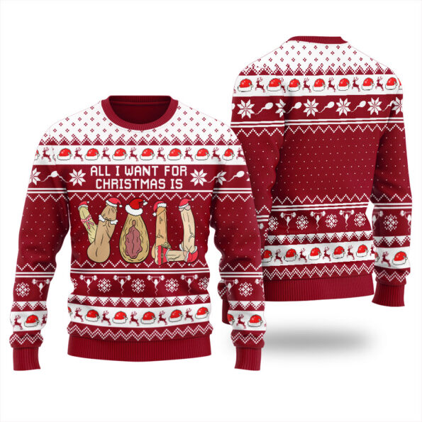 All I Want For Christmas Is Dirty Ugly Sweater Cardinal Red