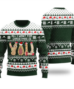 All I Want For Christmas Is Naughty Ugly Sweater Forest Green