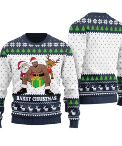 Barry Wood Christmas Funny Ugly Christmas Sweater Navy