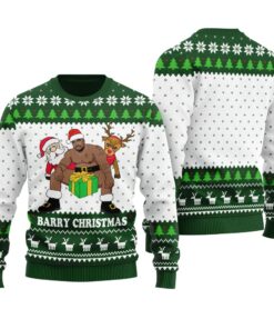 Barry Wood Christmas Funny Ugly Sweater Forest Green