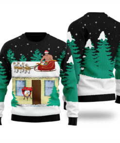 Barry Wood Santa Sleigh Christmas Sweater Black