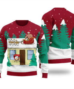 Barry Wood Santa Sleigh Christmas Sweater Cardinal Red