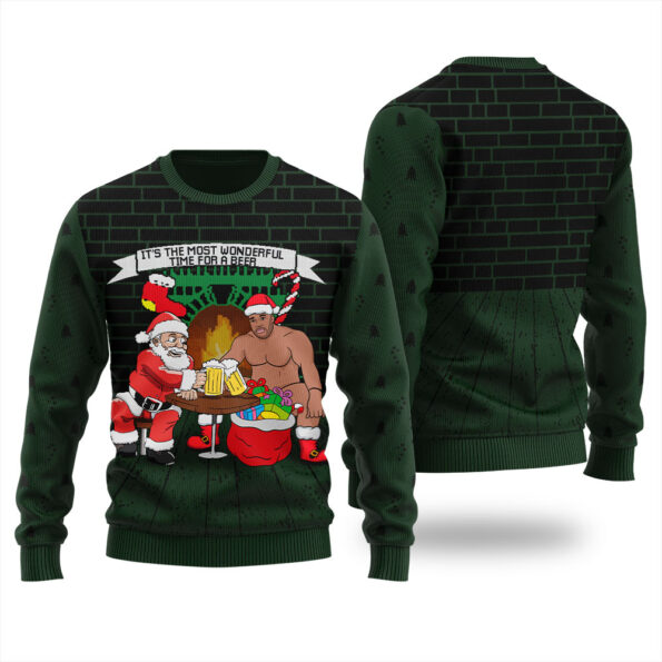 Barry Wood Santa Ugly Sweater Forest Green