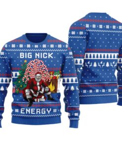 Big Nick Energy Funny Santa Christmas Ugly Sweater Royal