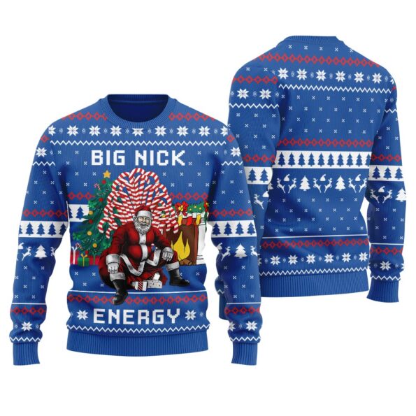 Big Nick Energy Funny Santa Christmas Ugly Sweater Royal