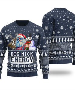 Big Nick Energy Santa Ugly Christmas Sweater Navy