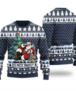 Big Nick Santa Energy Ugly Christmas Sweater Navy