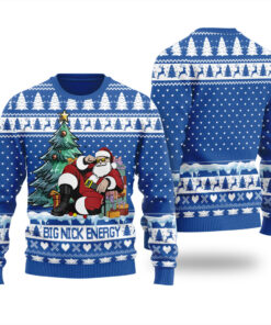Big Nick Santa Energy Ugly Christmas Sweater Royal