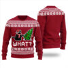 Black Cat What Ugly Christmas Sweater Cardinal Red