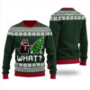 Black Cat What Ugly Christmas Sweater Forest Green