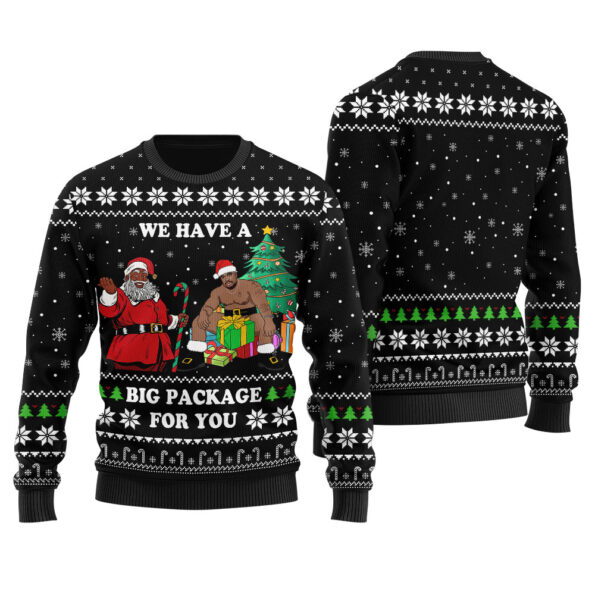Black Santa Barry Wood Ugly Christmas Sweater Black