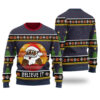 Black Santa Believe It Ugly Christmas Sweater Navy