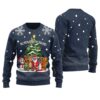 Black Santa Squad Ugly Christmas Sweater Navy