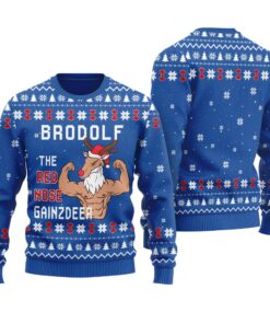 Brodolf The Red Nose Gainzdeer Ugly Sweater Royal