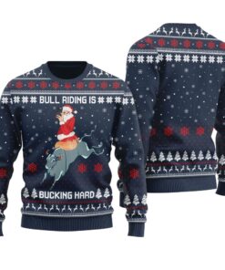 Bull Riding Is Bucking Hard Ugly Christmas Sweater Navy