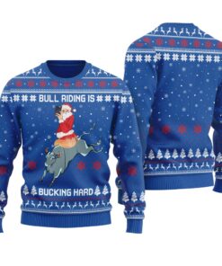 Bull Riding Is Bucking Hard Ugly Christmas Sweater Royal