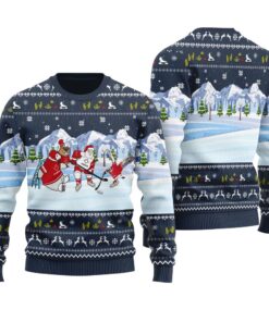Canada Hockey Funny Ugly Christmas Sweater Navy