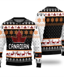 Canada Maple Leaves Ugly Sweater Black